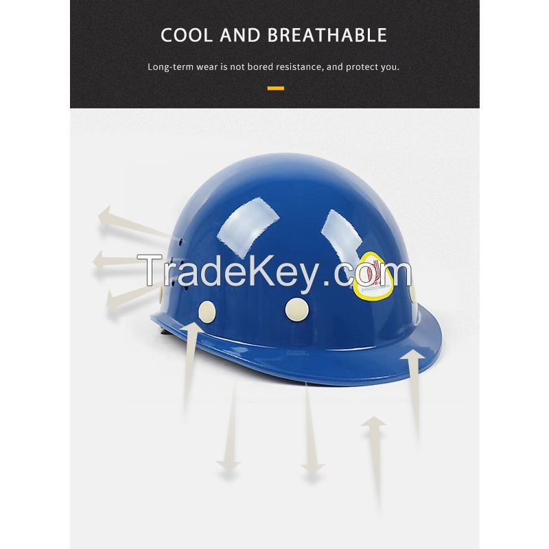 Safety helmet new national standard ABS breathable summer safety helmet dome FRP construction site construction engineering supervision power construction safety helmet dome breathable red 10 jacking up