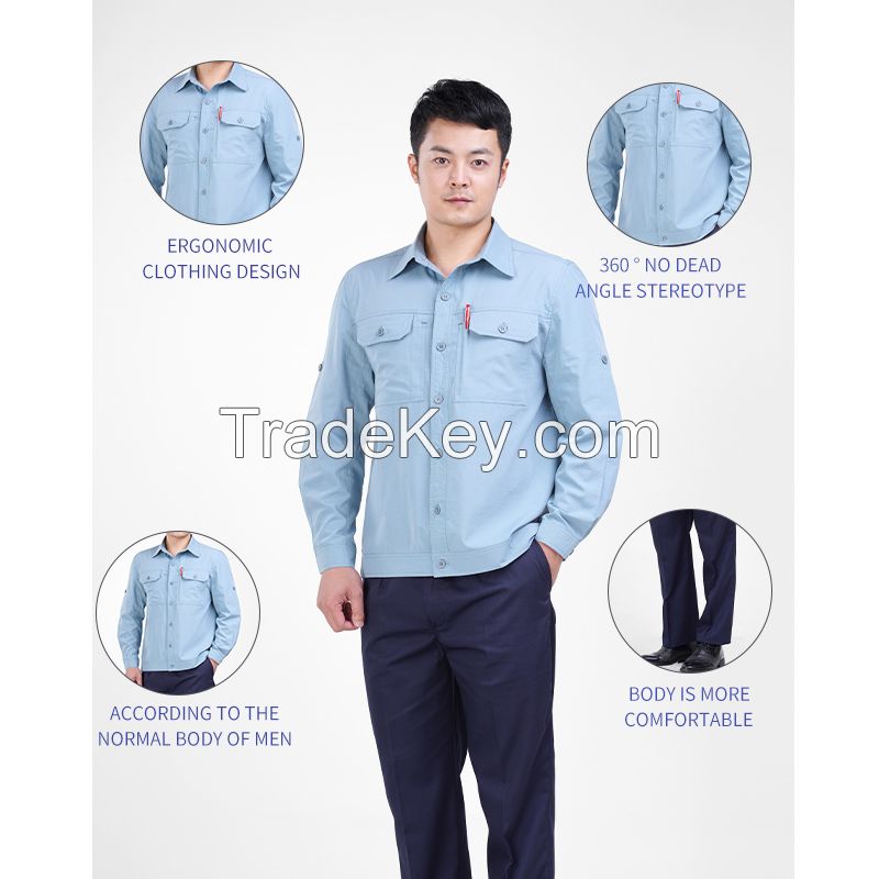 Summer work clothes thin long sleeve men's maintenance labor protection clothes automobile maintenance clothing logistics workshop factory clothing tooling height 160-190, wearable Starting from 10 sets