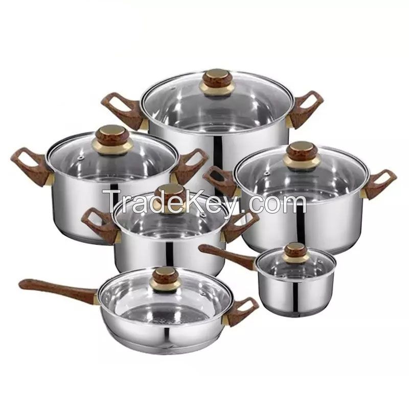 Factory Supply 20-Piece Multi-Ply Stainless Steel Cookware Set casserole high-end popular pots and pans OEM