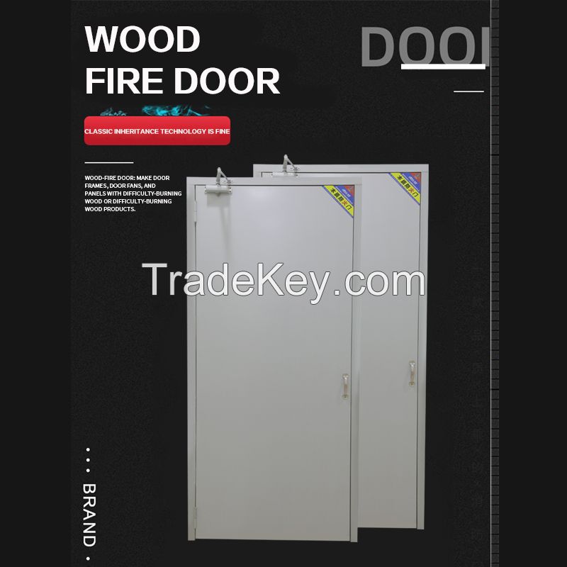  Wooden fire door fire door engineering door hotel security door single open double open class A and class B various styles customized manufacturer direct hair 