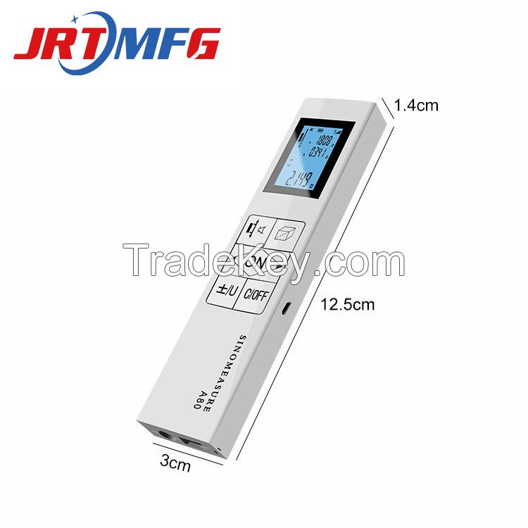 Laser rangefinder handheld measuring ruler high precision electronic ruler rangefinder measuring room meter 0.03~80m two-way silver metal body lithium battery USB direct charging