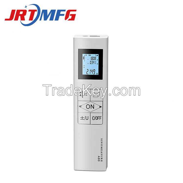 Laser rangefinder handheld measuring ruler high precision electronic ruler rangefinder measuring room meter 0.03~80m two-way silver metal body lithium battery USB direct charging