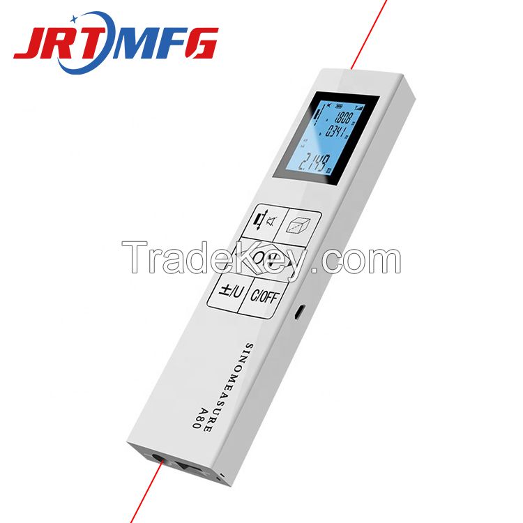 Laser rangefinder handheld measuring ruler high precision electronic ruler rangefinder measuring room meter 0.03~80m two-way silver metal body lithium battery USB direct charging