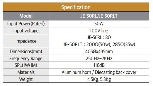 Horn Speaker(JE-50RL/JE-50RLT)