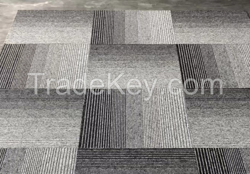 Loop Pile 100 Polypropylene Cheap Carpet Tiles for Flooring Durable Commercial Office Bitumen Backing 50x50cm