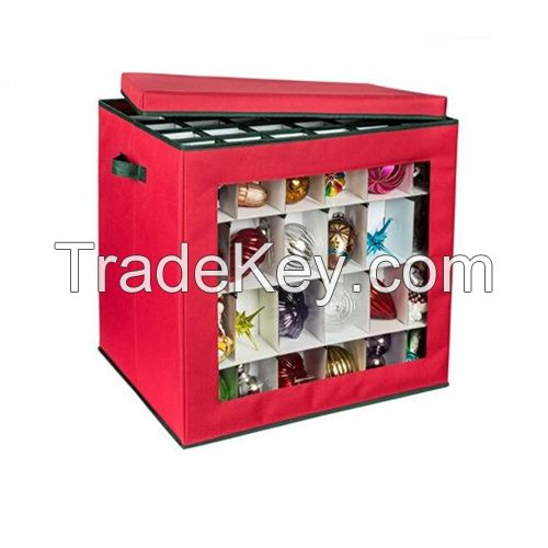 48-Cube Ornament Storage Container, Red Storage Box, Storage Bins