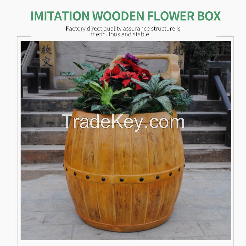  Cement imitation wood flower box, a variety of forms, durable green environmental protection, please contact customer service before customization