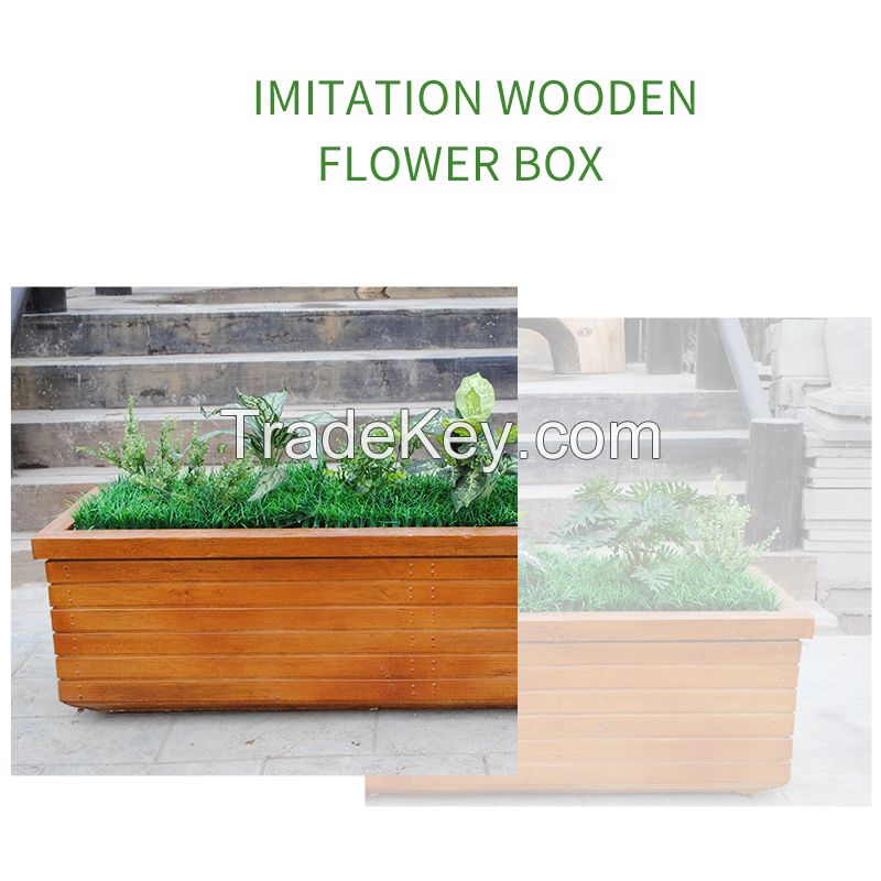  Cement imitation wood flower box, a variety of forms, durable green environmental protection, please contact customer service before customization