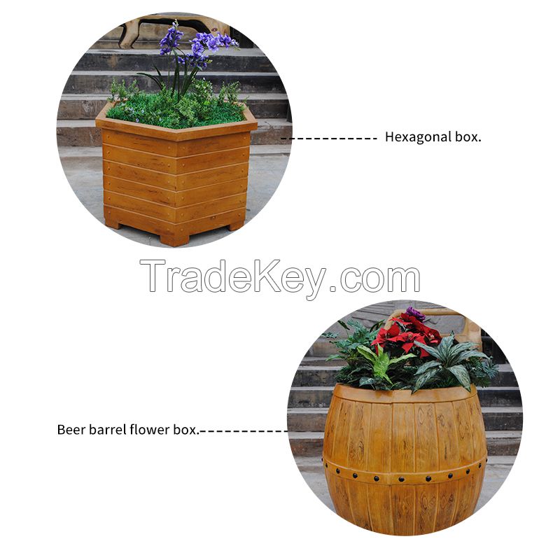  Cement imitation wood flower box, a variety of forms, durable green environmental protection, please contact customer service before customization