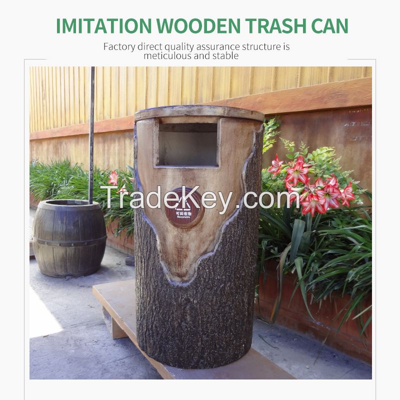 Concrete imitation wood trash can. a variety of forms optional, durable green environmental protection, please contact customer service before customization