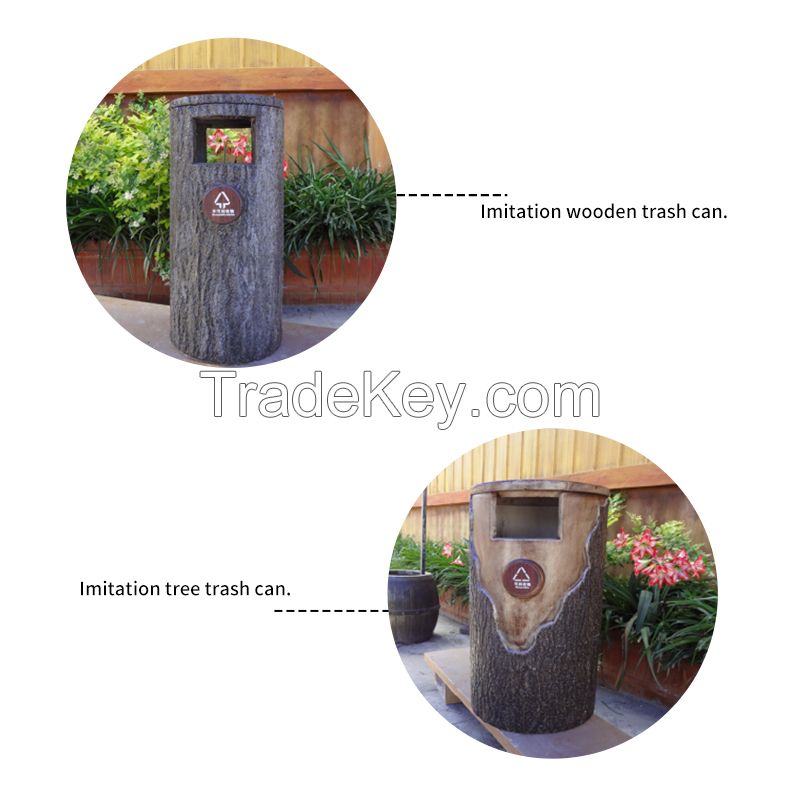 Concrete imitation wood trash can. a variety of forms optional, durable green environmental protection, please contact customer service before customization