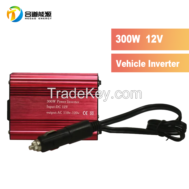 300W  Vehicle-mounted  inverter with digital display LCD dual USB red full power power supply converter