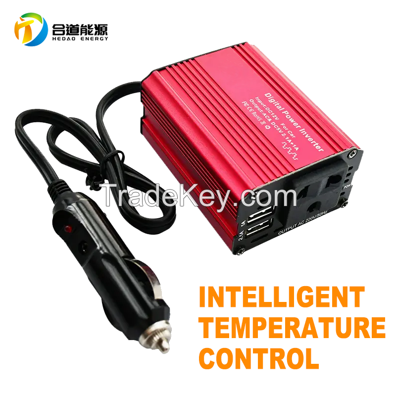 300W  Vehicle-mounted  inverter with digital display LCD dual USB red full power power supply converter