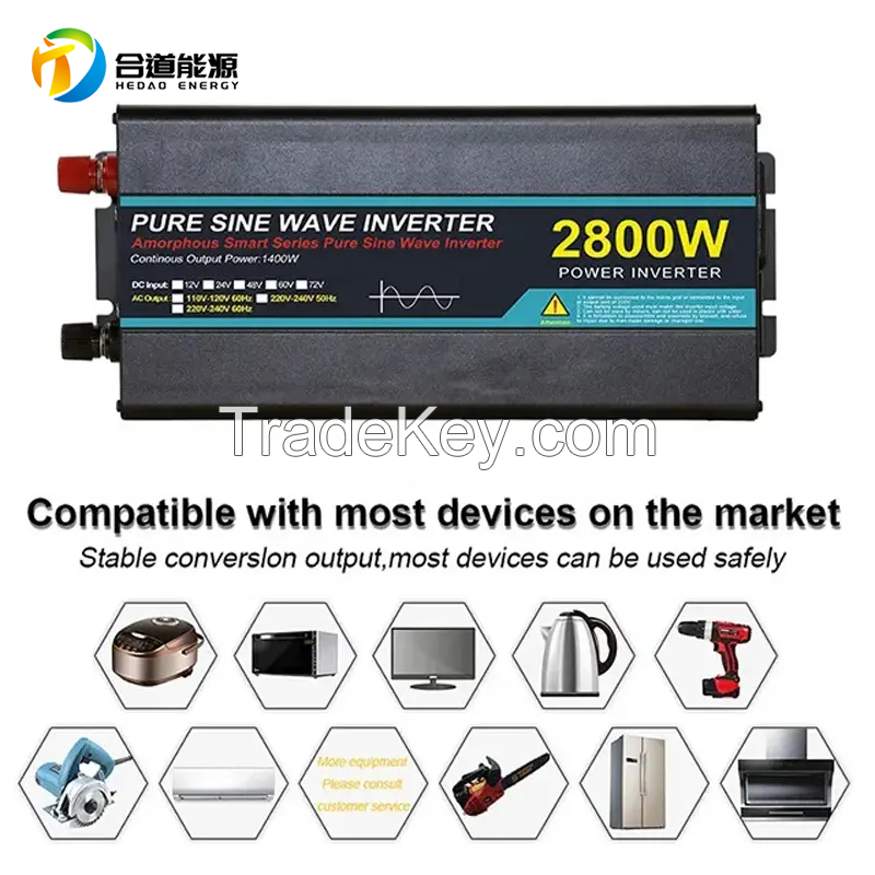 12V 1600W Pure Sine Wave Inverter Solar Power off grid System Converter DC to AC