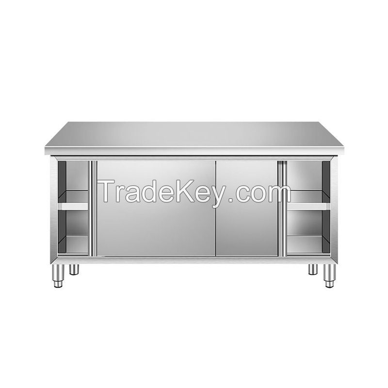 Commercial stainless steel kitchen operating table, single and double sliding door, thickening, storage, please consult customer service before ordering Type8