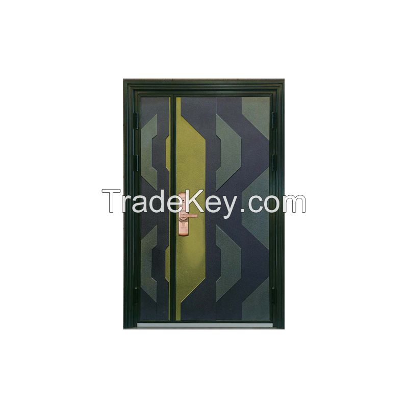 Carved aluminum door, villa door, aluminum alloy double door, courtyard door, courtyard electric translation fence door, customized according to drawing