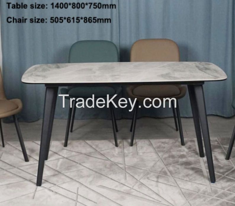 ceramics top dining table fabric chair