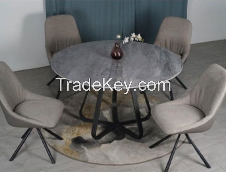 ceramics top dining table fabric chair