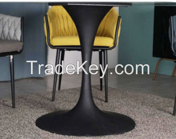 ceramics top metal feet dining table fabric chair