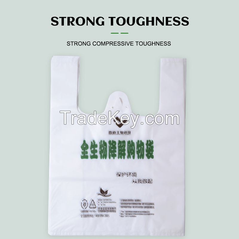 Customized full biodegradable vest bag PLA corn starch white eco-friendly supermarket shopping bag takeaway plastic bag