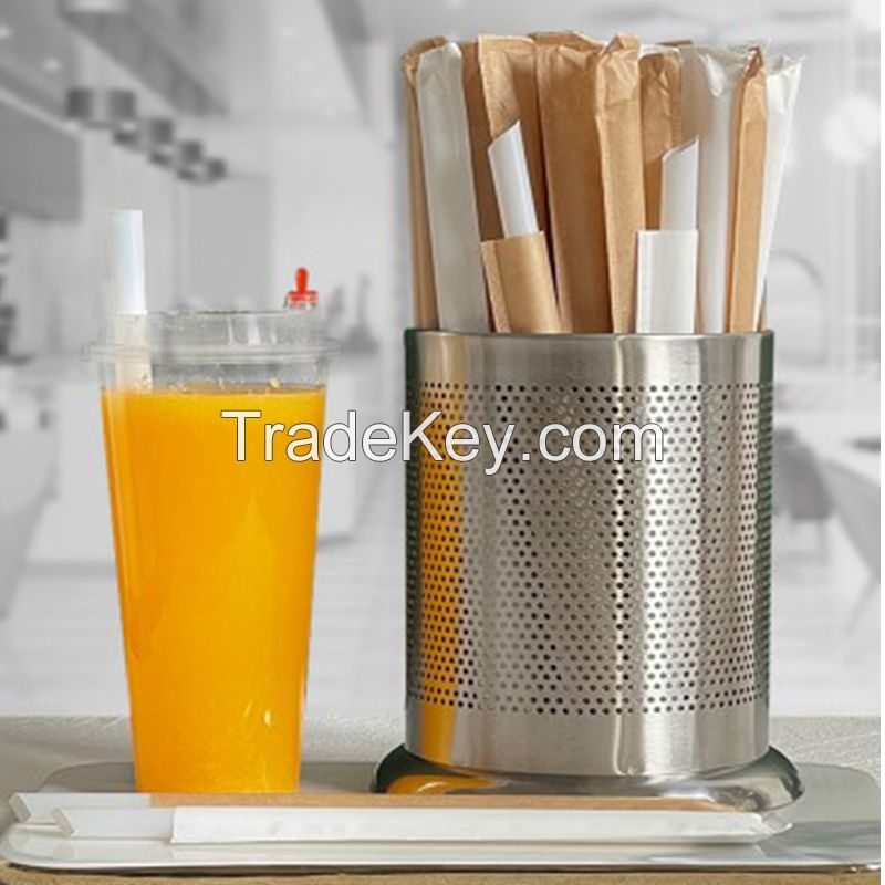 Disposable paper straws degradable bubble tea beverage thickened paper straws individually packaged