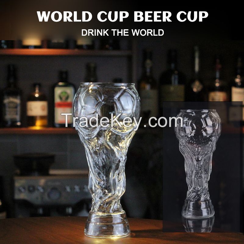 2022 Qatar World Cup Trophy Shaped Drinking Glasses Clear Sublimation Beer Can Glass Mug Cups