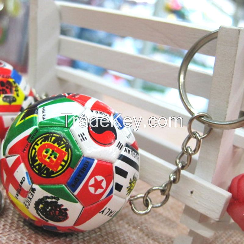 2022 Qatar World Cup Gifts 3D Football Souvenir Custom PVC Football Keychain Flags of Countries