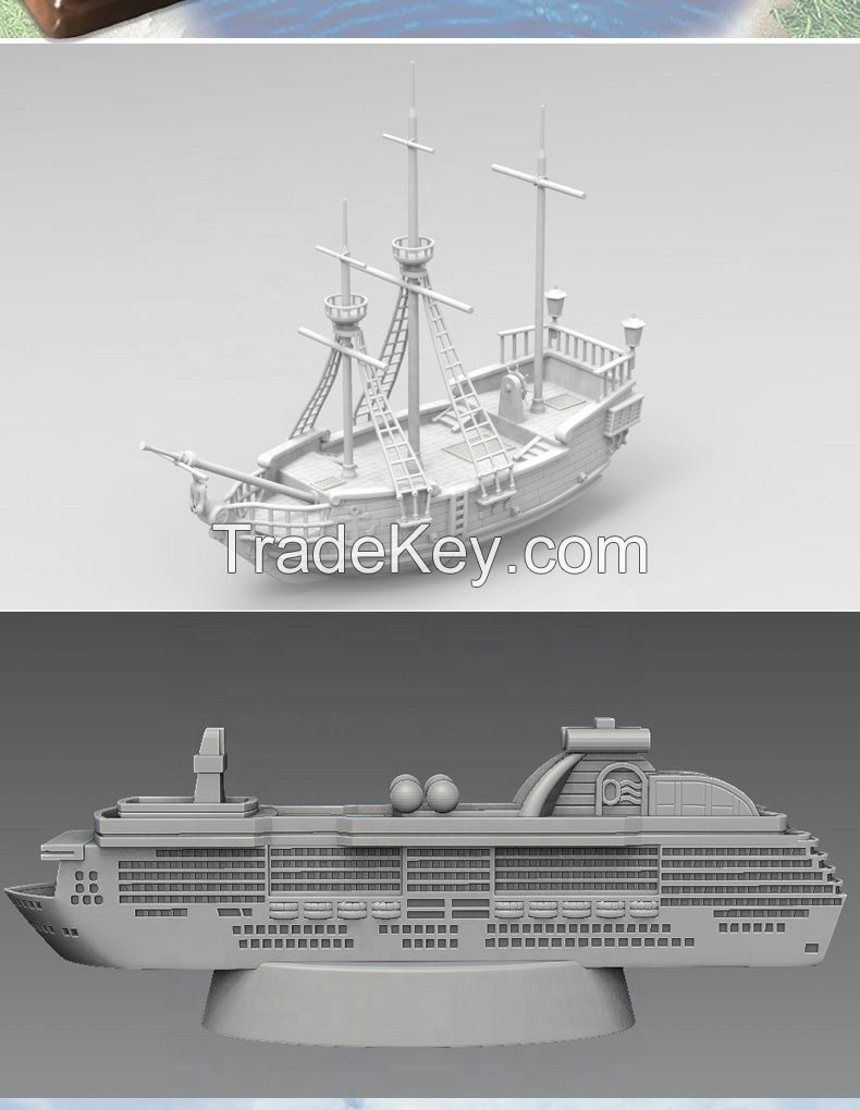 Customized 3D Design Service Antique Nautical Souvenir Resin Container Ship Model Miniatures Cruise Ship