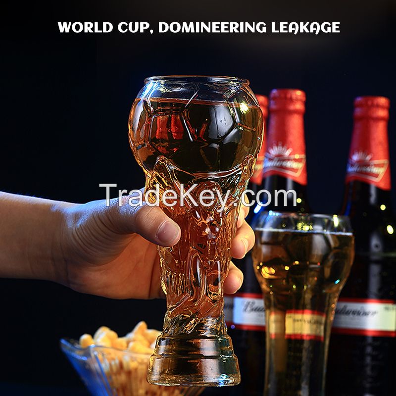 2022 Qatar World Cup Trophy Shaped Drinking Glasses Clear Sublimation Beer Can Glass Mug Cups