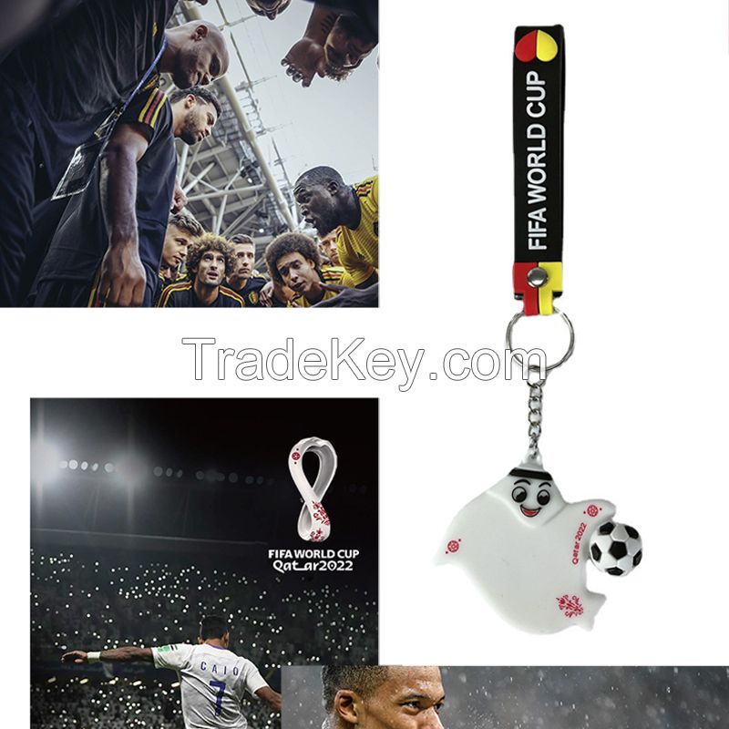 2022 Qatar World Cup Gifts 3D Football Souvenir Custom PVC Football Keychain Flags of Countries