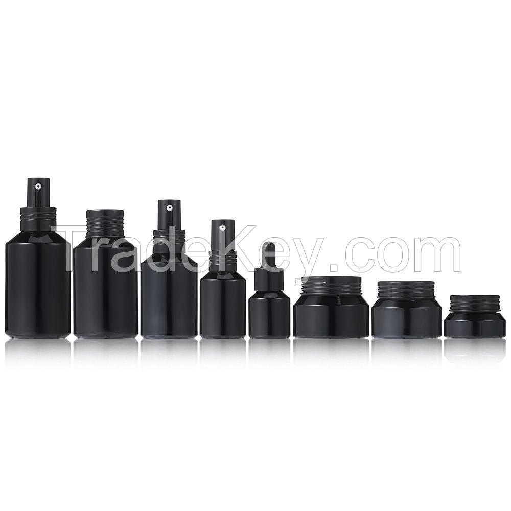 Spot 15ml inclined shoulder dropper bottle 30ml inclined shoulder essential oil glass bottle 120 black press lotion bottle set