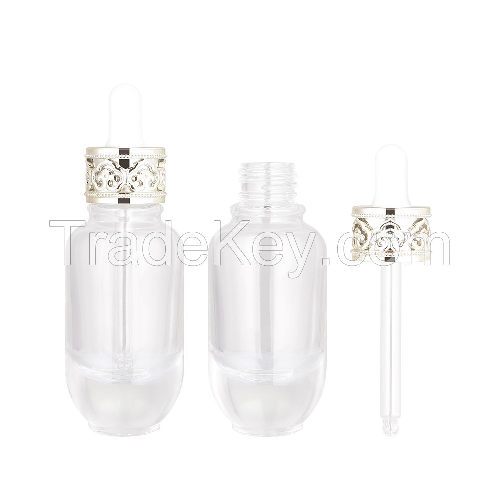 Factory spot 30ml cosmetic bottle glass packaging high-end thick bottom essence bottle 30ml original solution dropper bottle wholesale