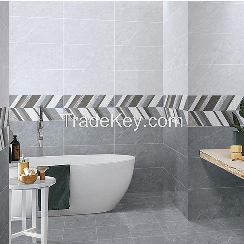 All-porcelain whole-body mid-board bathroom tile 400*800 living room kitchen wall brick gray warm color bright interior wall