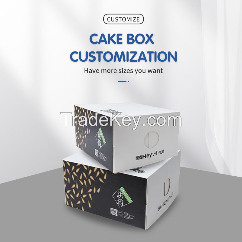 Guoqiang packaging  cake box portable portable cake box household baking thickened cow skin corrugated box can be customized