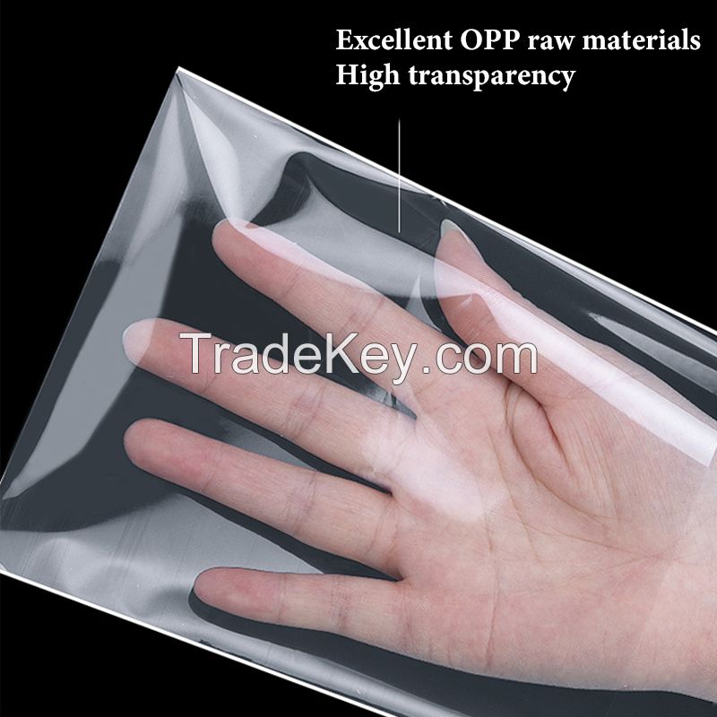 OPP self-adhesive bag transparent trumpet self-adhesive bag self-adhesive packaging 100 bags self-sealing bag ring small bag card jewelry bags can be customized