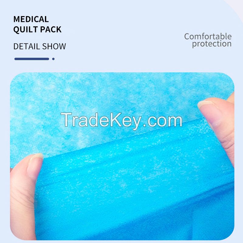 Disposable bed linen cover pillowcase hotel travel supplies 3-piece medical care pad quilt bag blue Quilt bag 1 bag 1 set from 1000