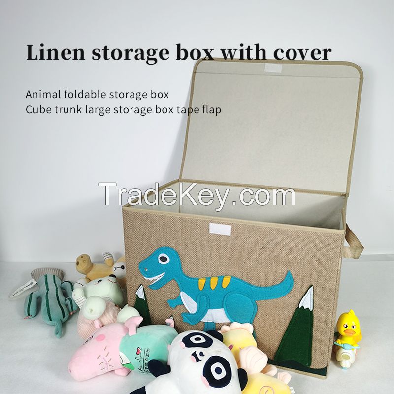 Linen Storage Box with Lid Animal Foldable Storage Box Cube Luggage Large Storage Box with Flip Lid 20.5x14InchSupport email contact