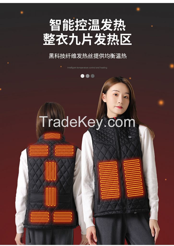 Heating clothes - cotton vest, thickened hooded casual clothes, outdoor cardigan cotton clothes, support bulk purchase