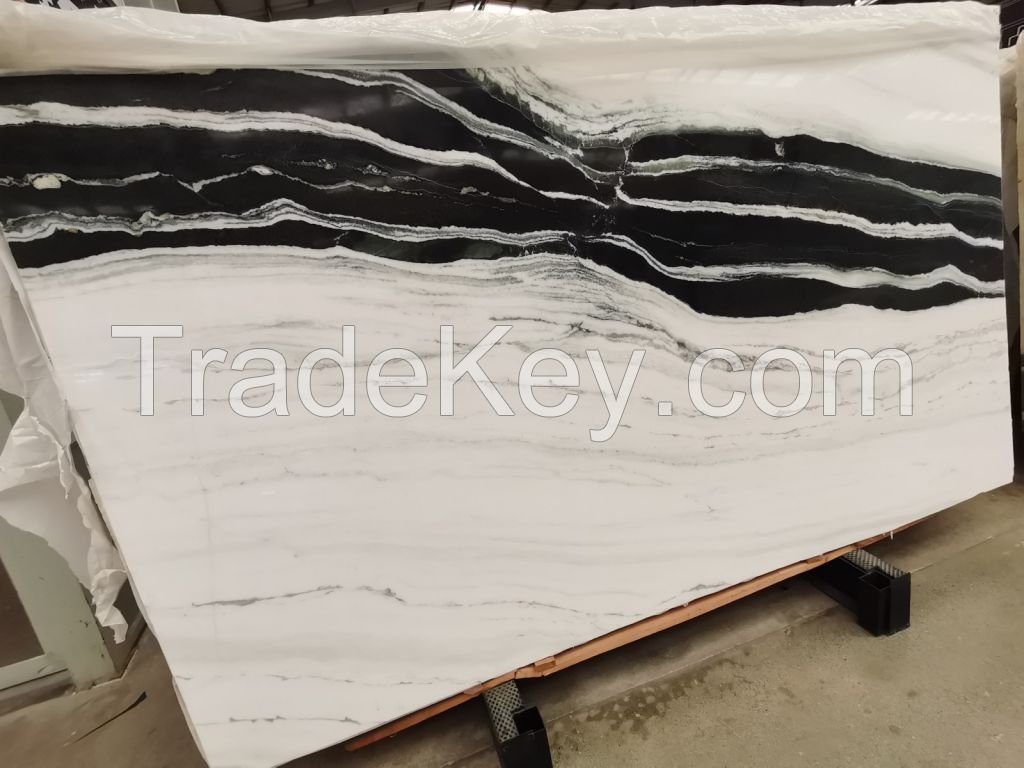 Chinese factory panda white marble floor tiles wall stone cladding decoration material 