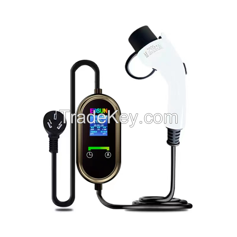 Portable 7kw 32A 20m level 2 screen display Appointment timing ev car charger with app control