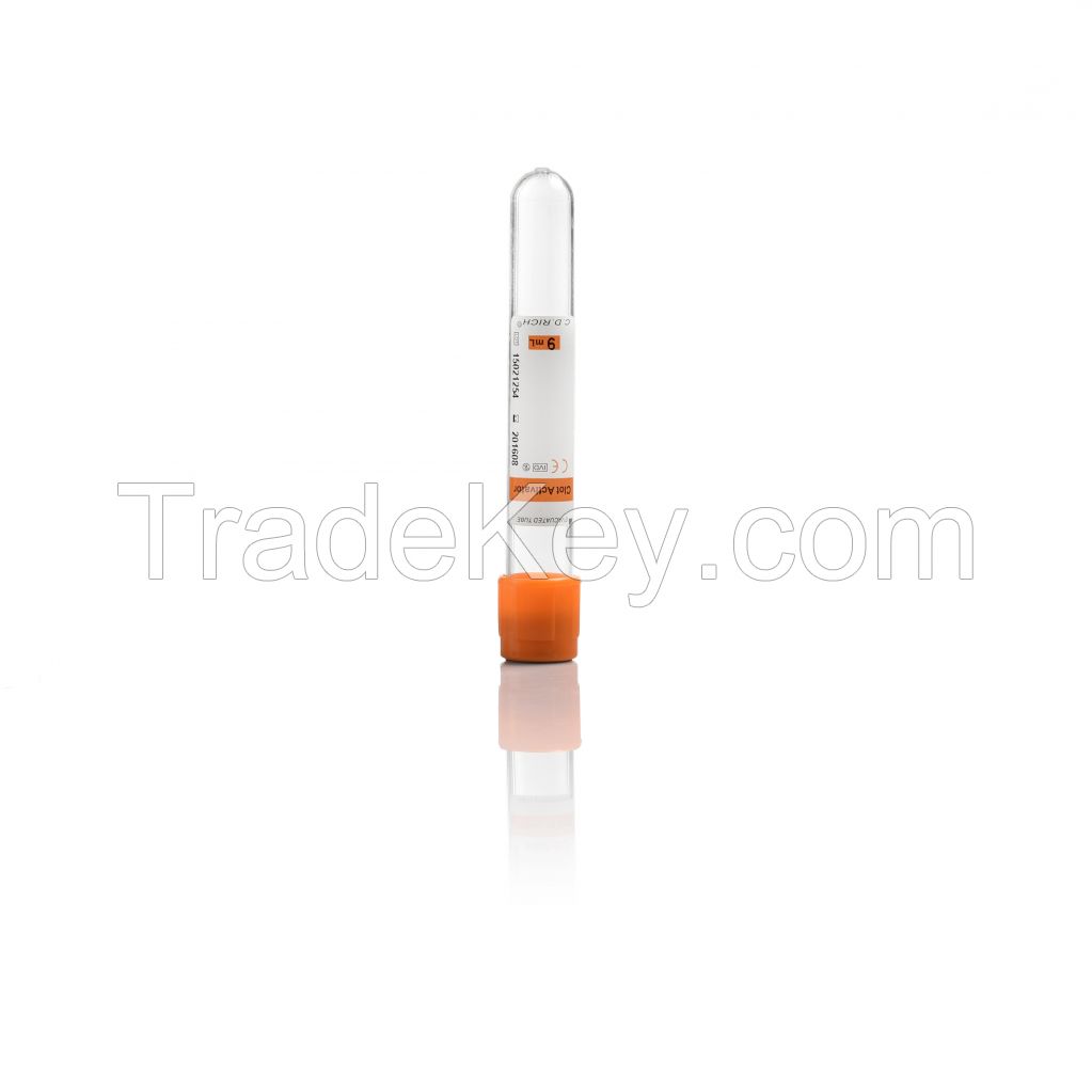 Clot Activator Tubes Evacuated Blood Collection Serum Tube, Test Tube For Blood Sample Colletion (CE)