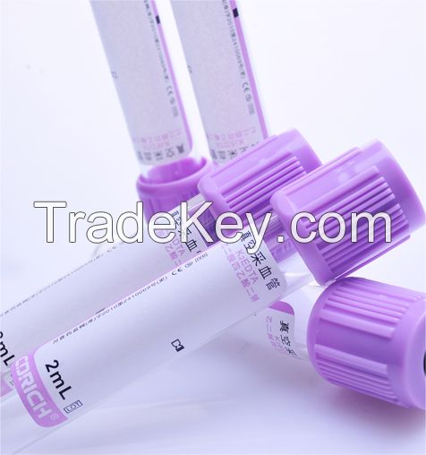 EDTA Tube Whole Blood Tubes Evacuated Blood Collection EDTA K2/ EDTA K3 Tubes, Test Tube For Blood Sample Colletion (CE)