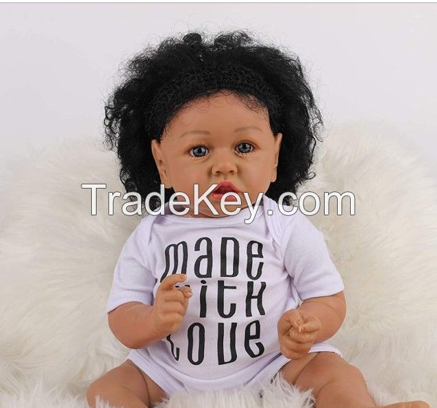 55cm dark black reborn  doll