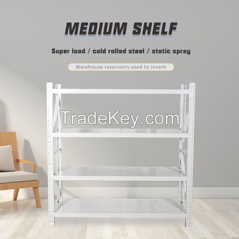  White medium storage rack, four layers of super load bearing, support customization