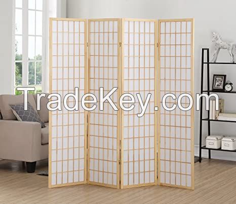 D'Topgrace 4 Panel Japanese Room Dividers  Shoji Screen Room Divider