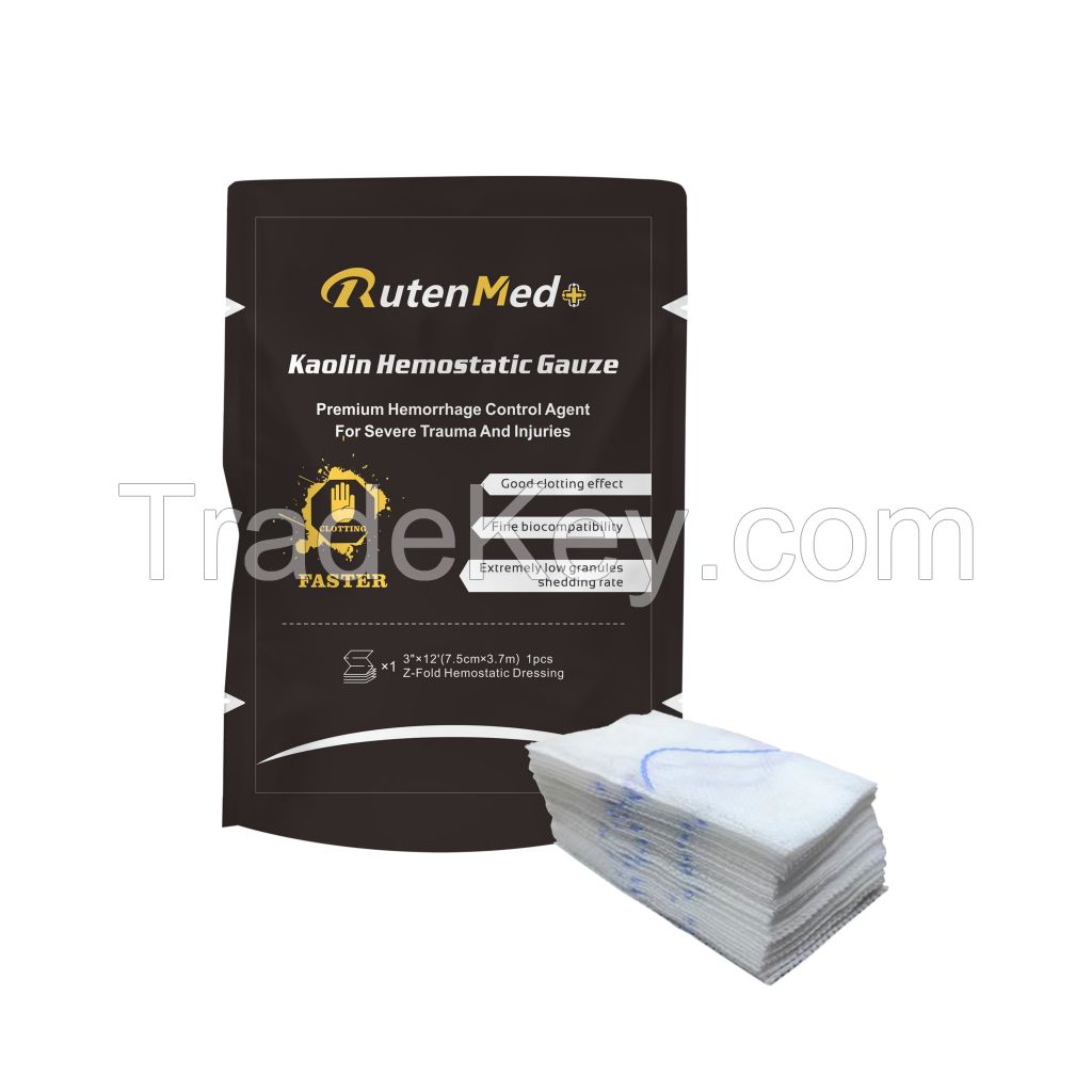 Combat Gauze Sterile Z-Fold Kaolin Hemostatic Gauze Kaolin Gauze