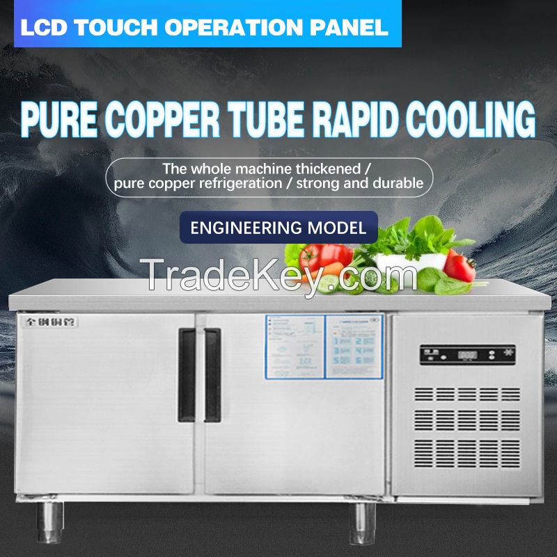 Freezing and Refrigerating Operating Table Freezer Kitchen Stainless Steel Refrigerator Case Flat