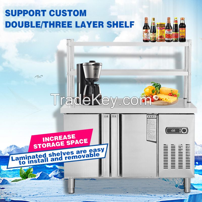 Freezing and Refrigerating Operating Table Freezer Kitchen Stainless Steel Refrigerator Case Flat