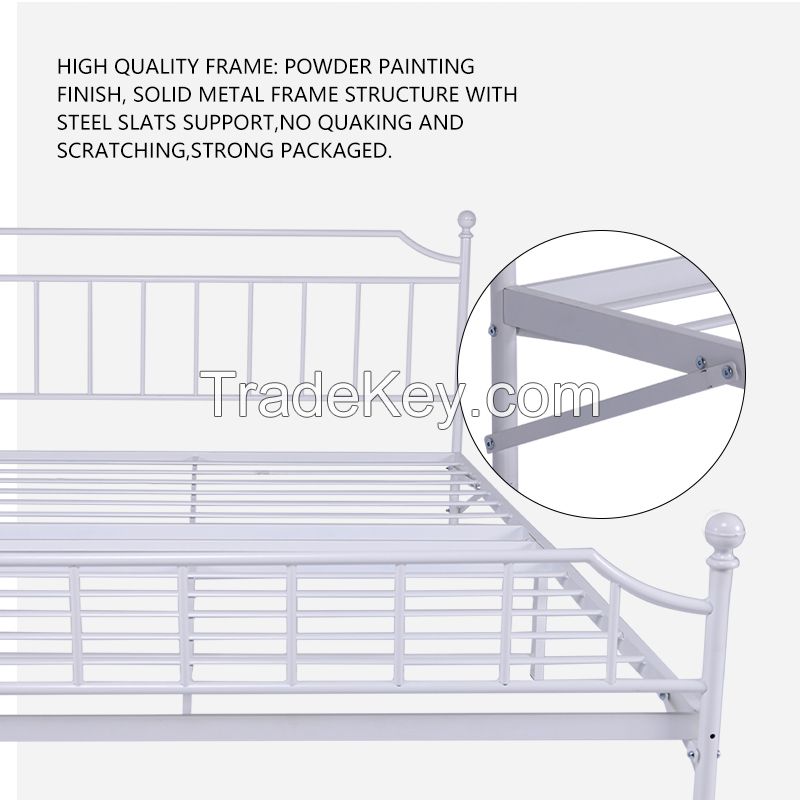 White Simple Modern Design All Iron Metal Double Bed Frame. Please Contact for Detailed Price