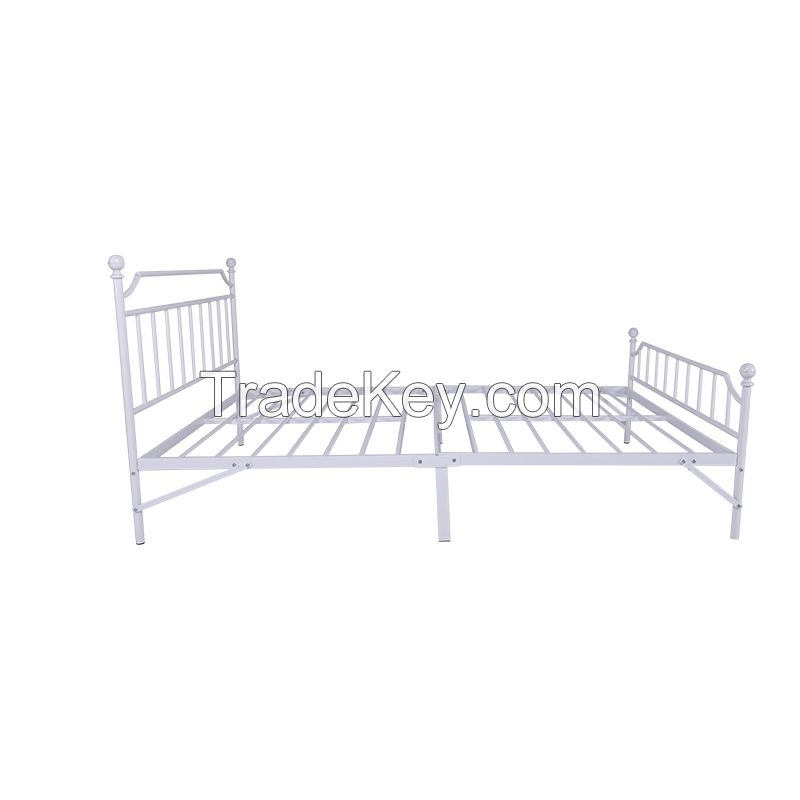 White Simple Modern Design All Iron Metal Double Bed Frame. Please Contact for Detailed Price